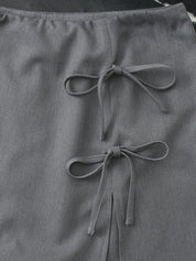 Women's High-Waist Bow Detail Skort Short Skirt