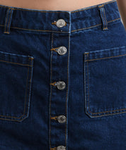 KOTTY Solid Women Straight Dark Blue Skirt 