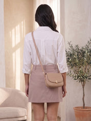 Women's Casual High-Waist Mauve Mini Skirt