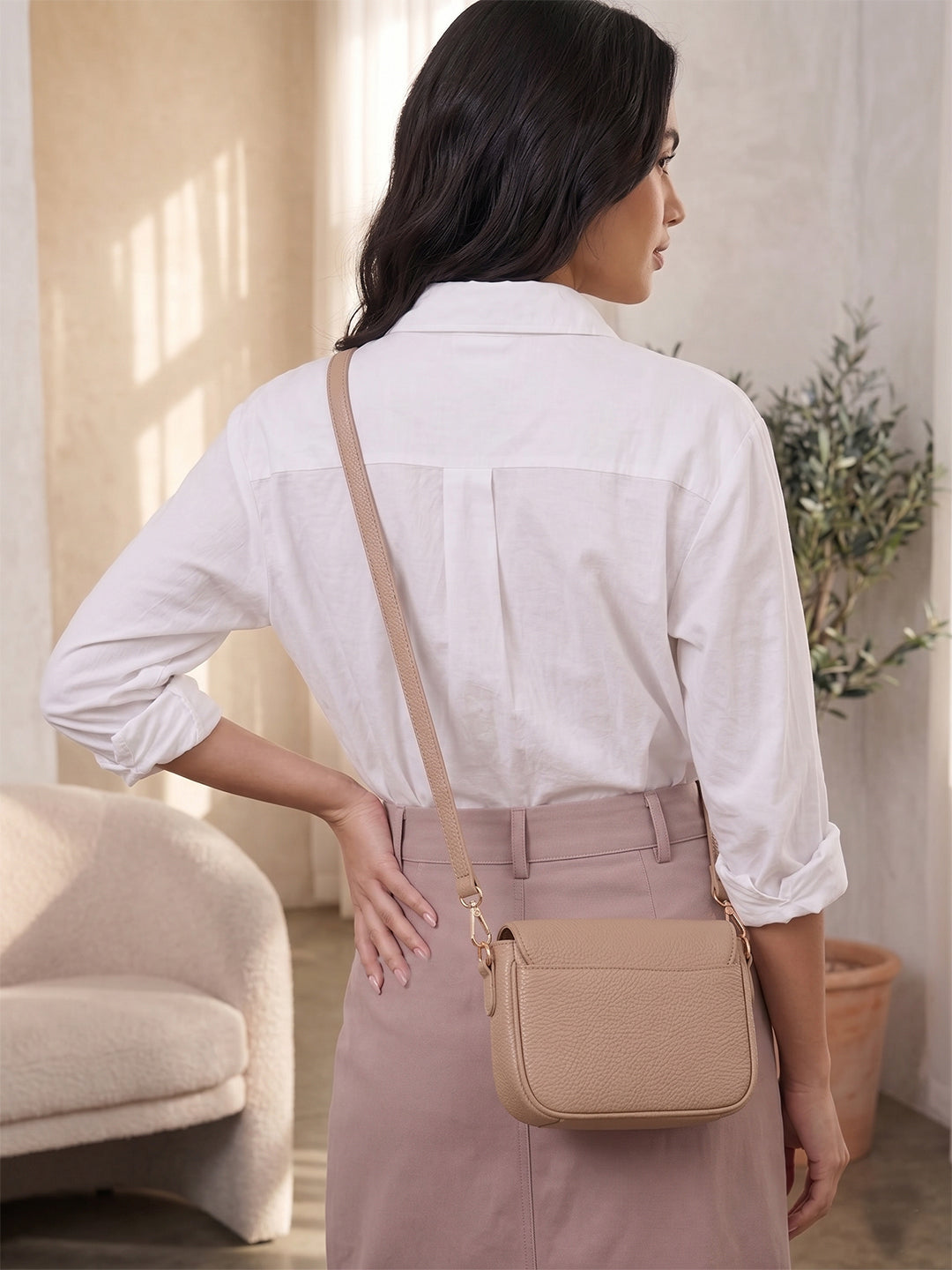 Women's Casual High-Waist Mauve Mini Skirt