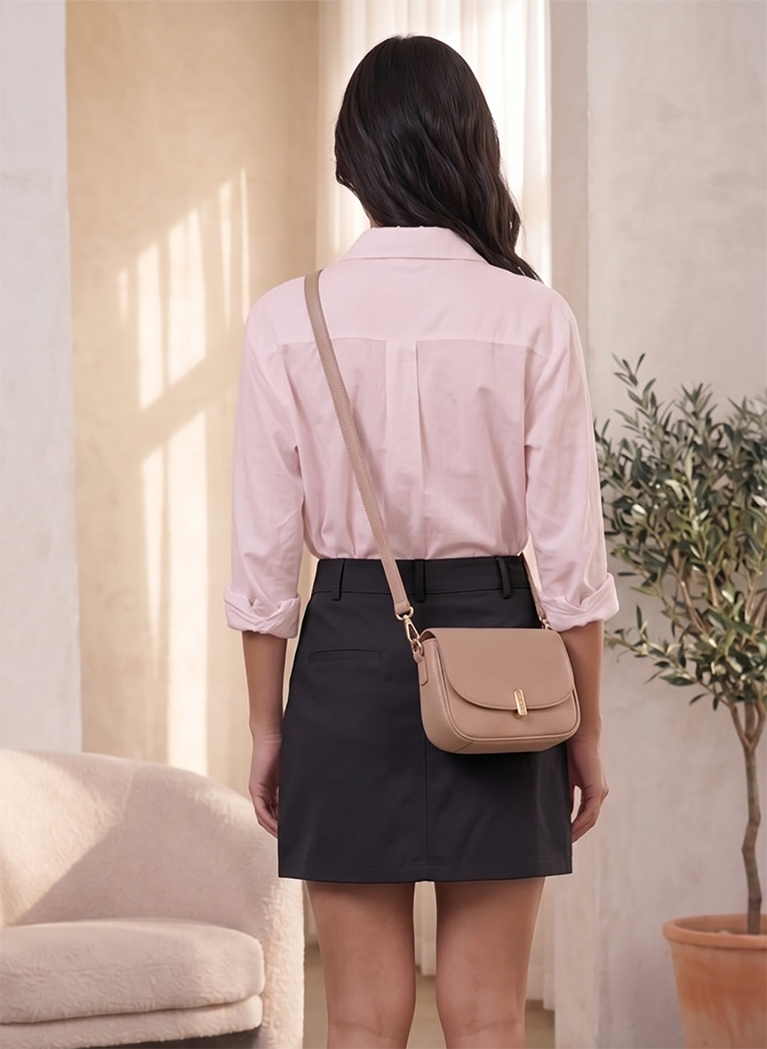 KOTTY Women's Casual High-Waist Mauve Mini Skirt
