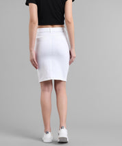 KOTTY Solid Women Straight White Skirt 