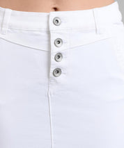 KOTTY Solid Women Straight White Skirt 