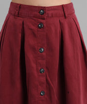 KOTTY Women Solid Straight Maroon Skirt