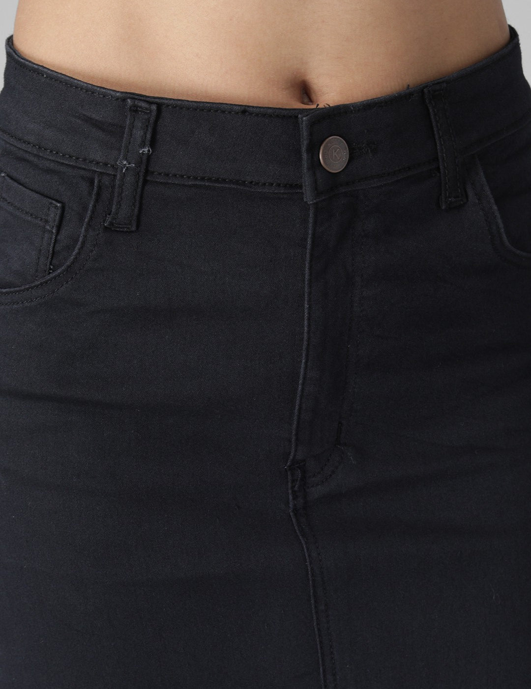KOTTY Solid Women Regular Black Skirt 