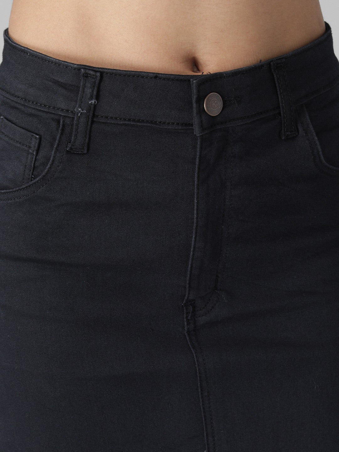KOTTY Solid Women Regular Black Skirt 