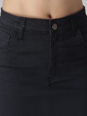 KOTTY Solid Women Regular Black Skirt 