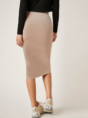 KOTTY Solid Women Pencil Brown Skirt 