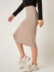 KOTTY Solid Women Pencil Brown Skirt 