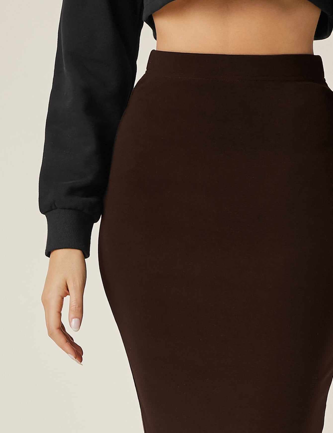 KOTTY Solid Women Pencil Maroon Skirt 