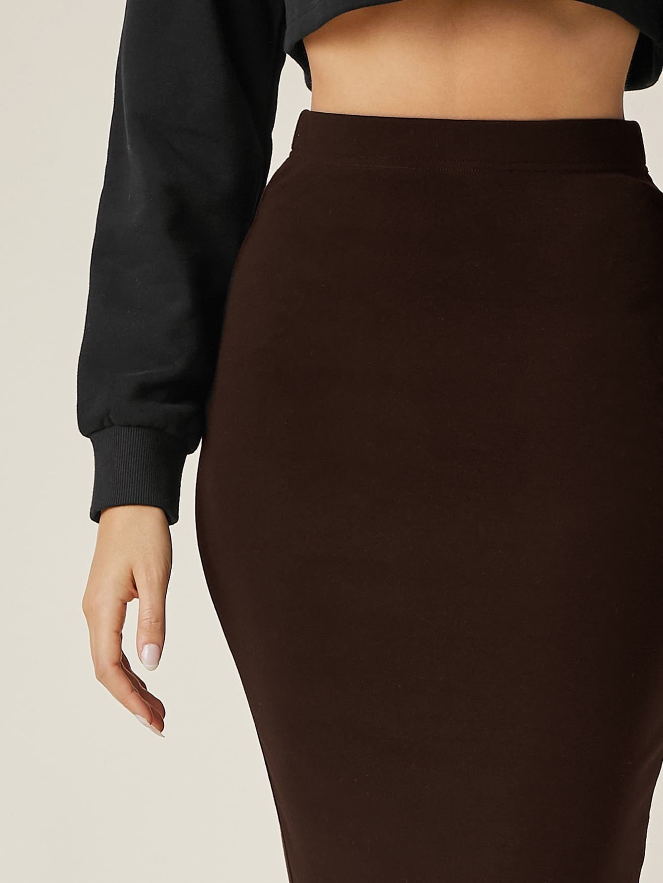 KOTTY Solid Women Pencil Maroon Skirt 