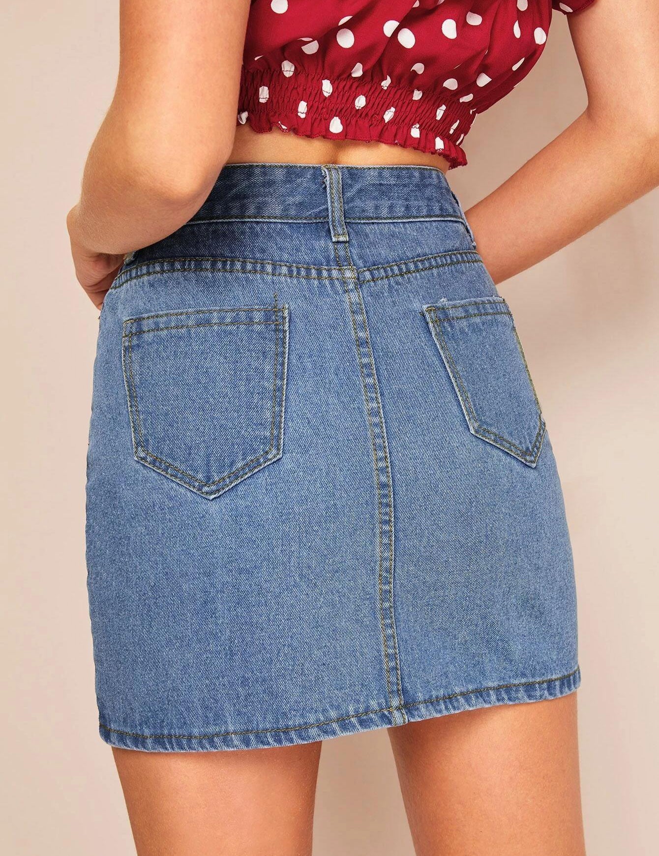 KOTTY Solid Women A-line Blue Skirt 