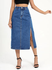 KOTTY Solid Women Straight Blue Skirt 