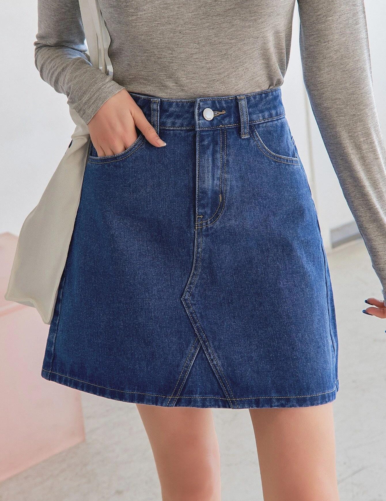 KOTTY Solid Women A-line Blue Skirt 
