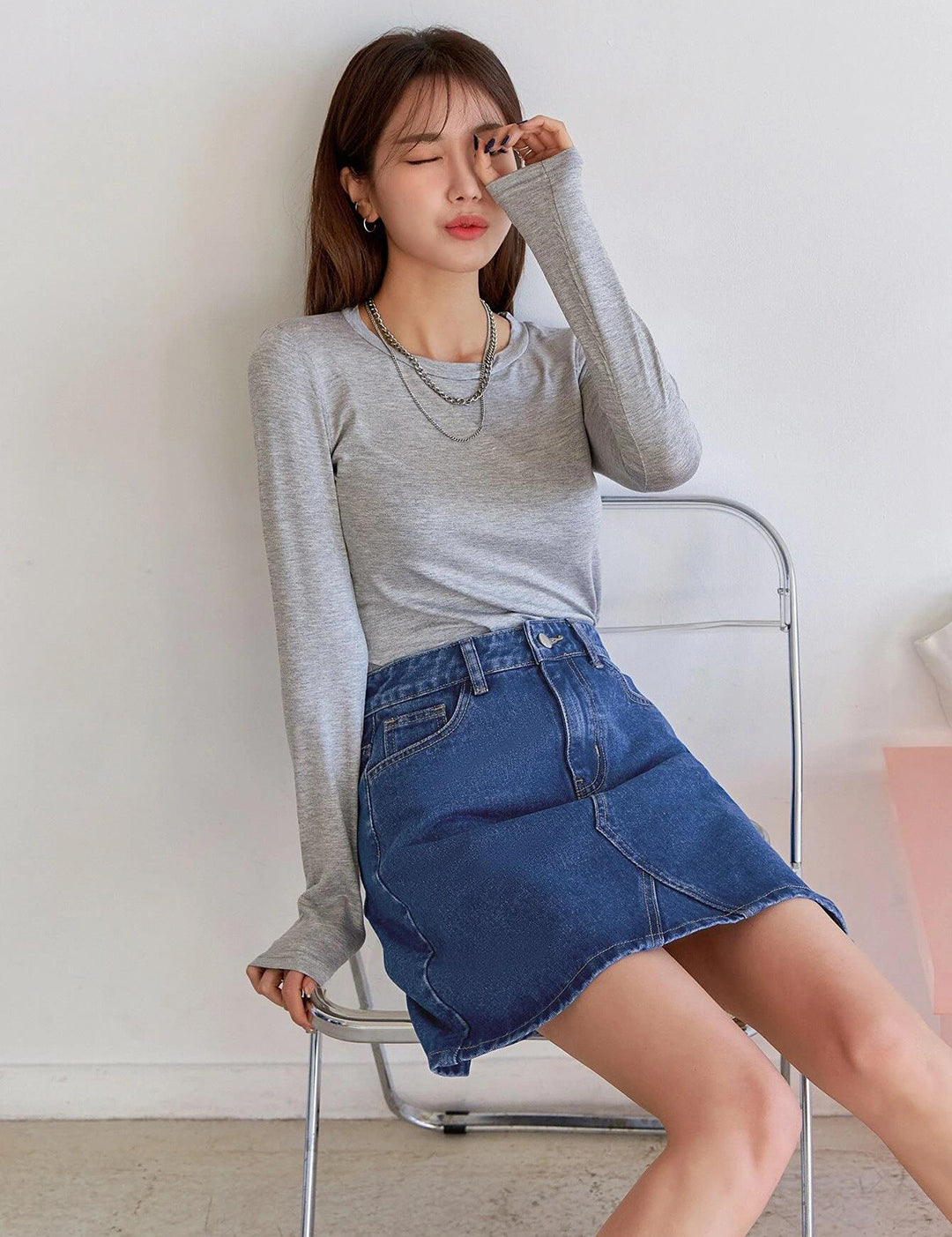 KOTTY Solid Women A-line Blue Skirt 