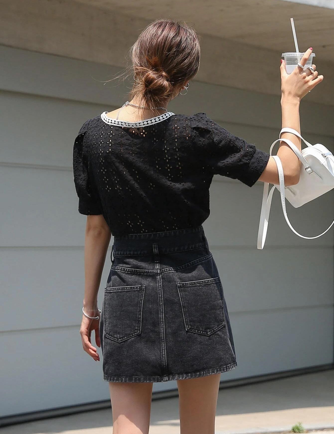 KOTTY Solid Women A-line Black Skirt 