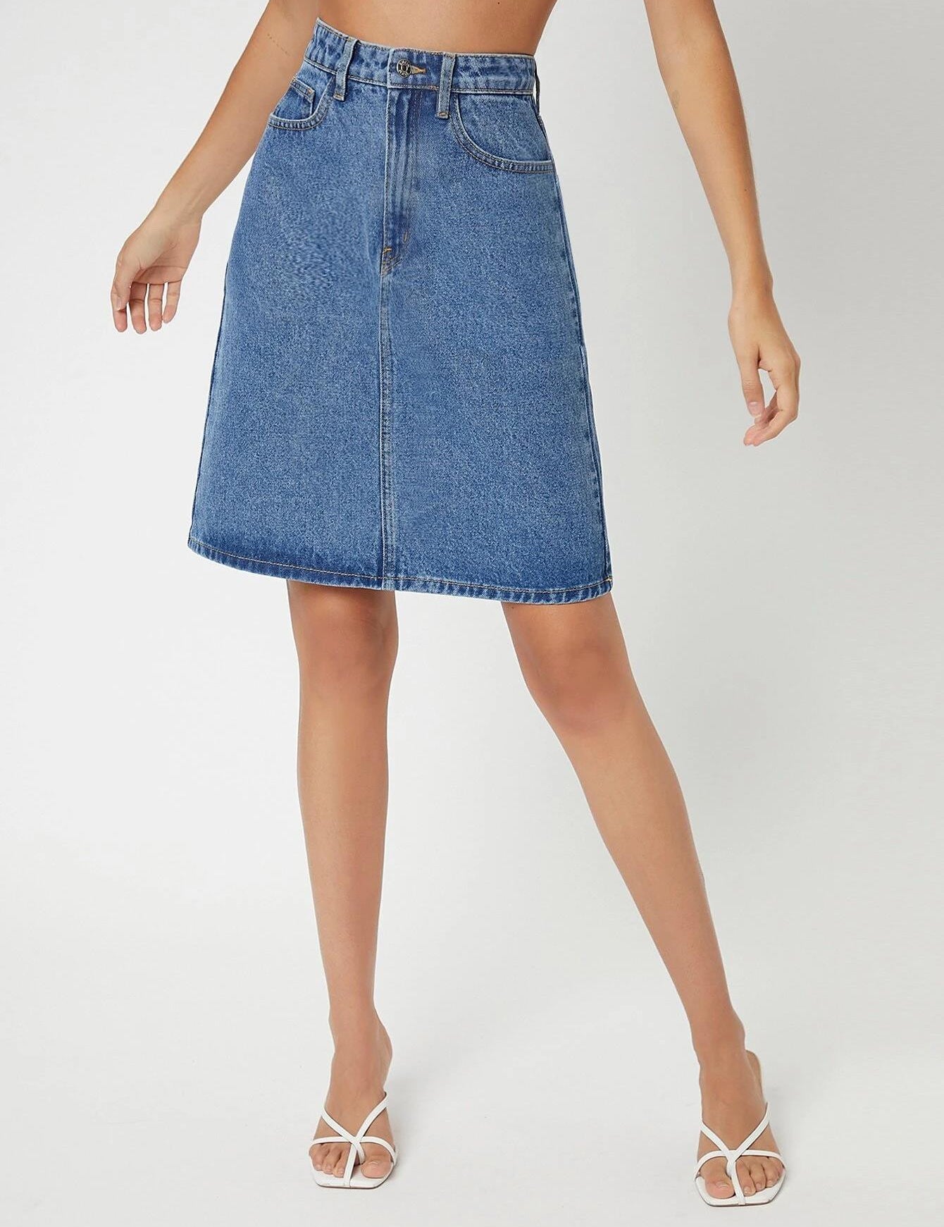 KOTTY Solid Women A-line Blue Skirt 