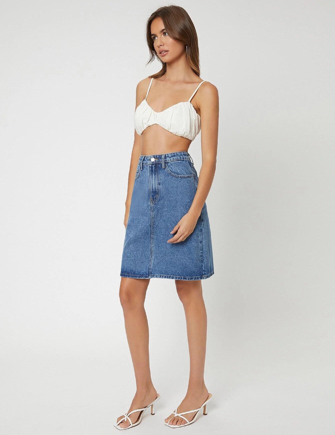 KOTTY Solid Women A-line Blue Skirt 