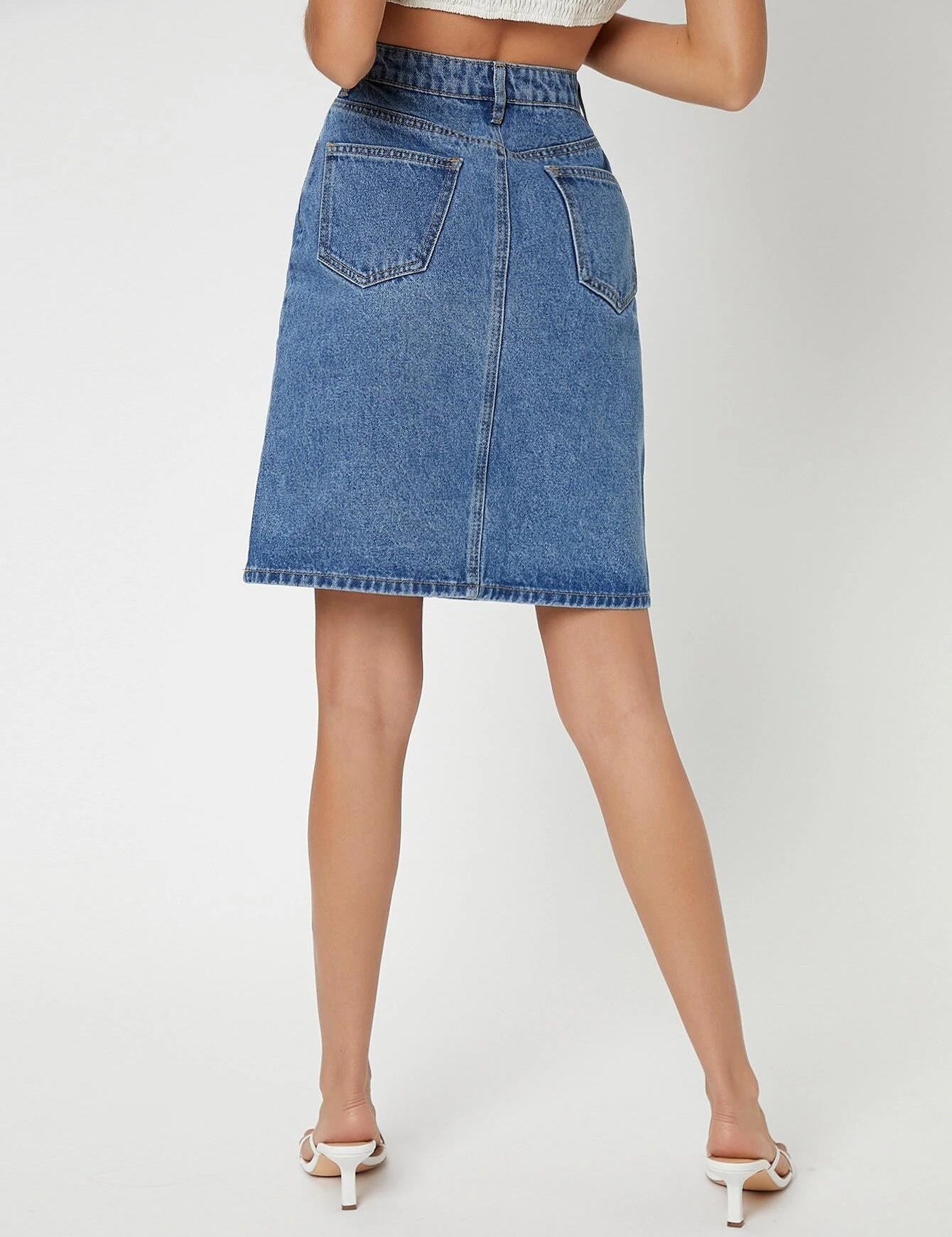 KOTTY Solid Women A-line Blue Skirt 