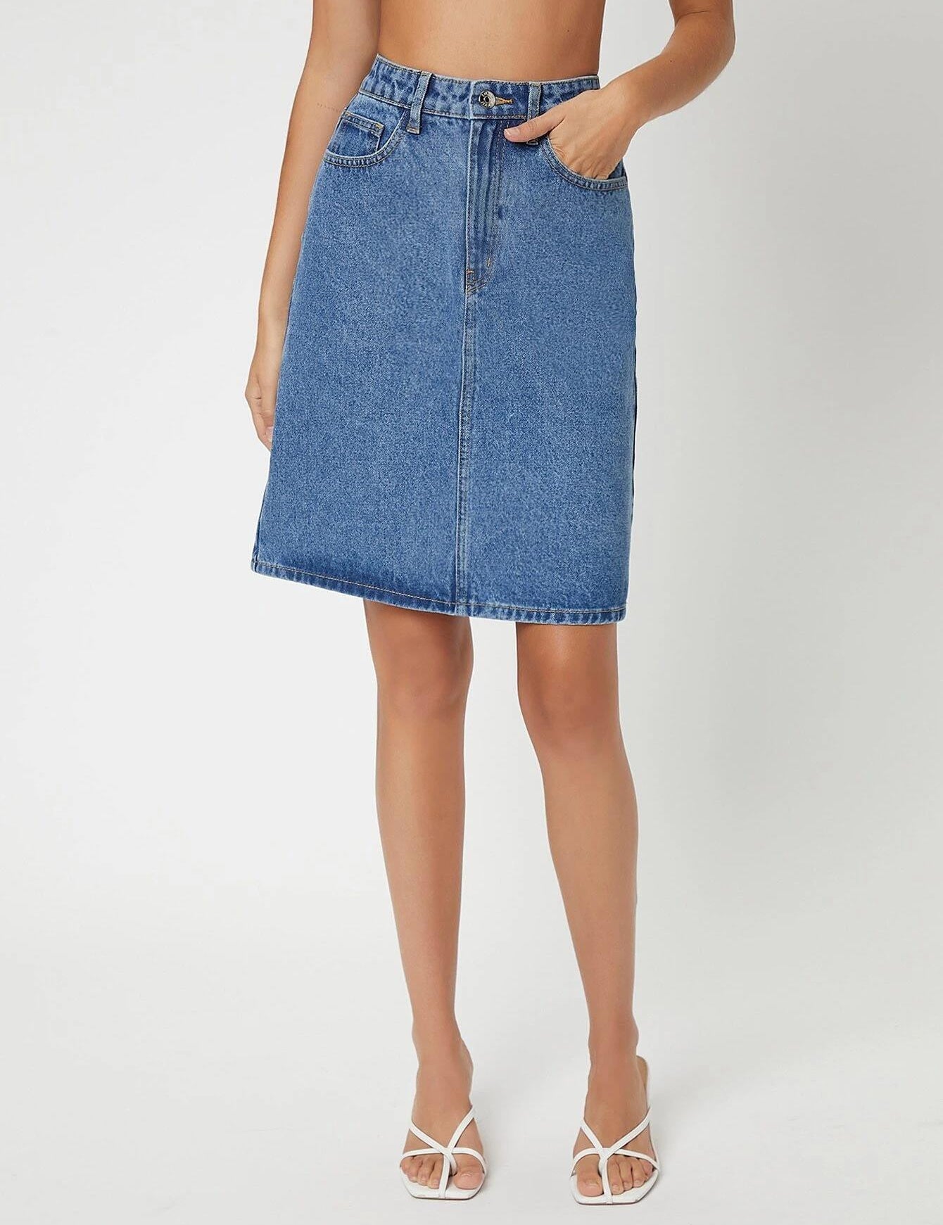 KOTTY Solid Women A-line Blue Skirt 
