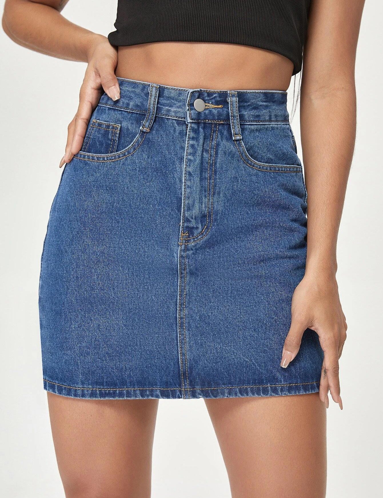 KOTTY Solid Women A-line Blue Skirt 