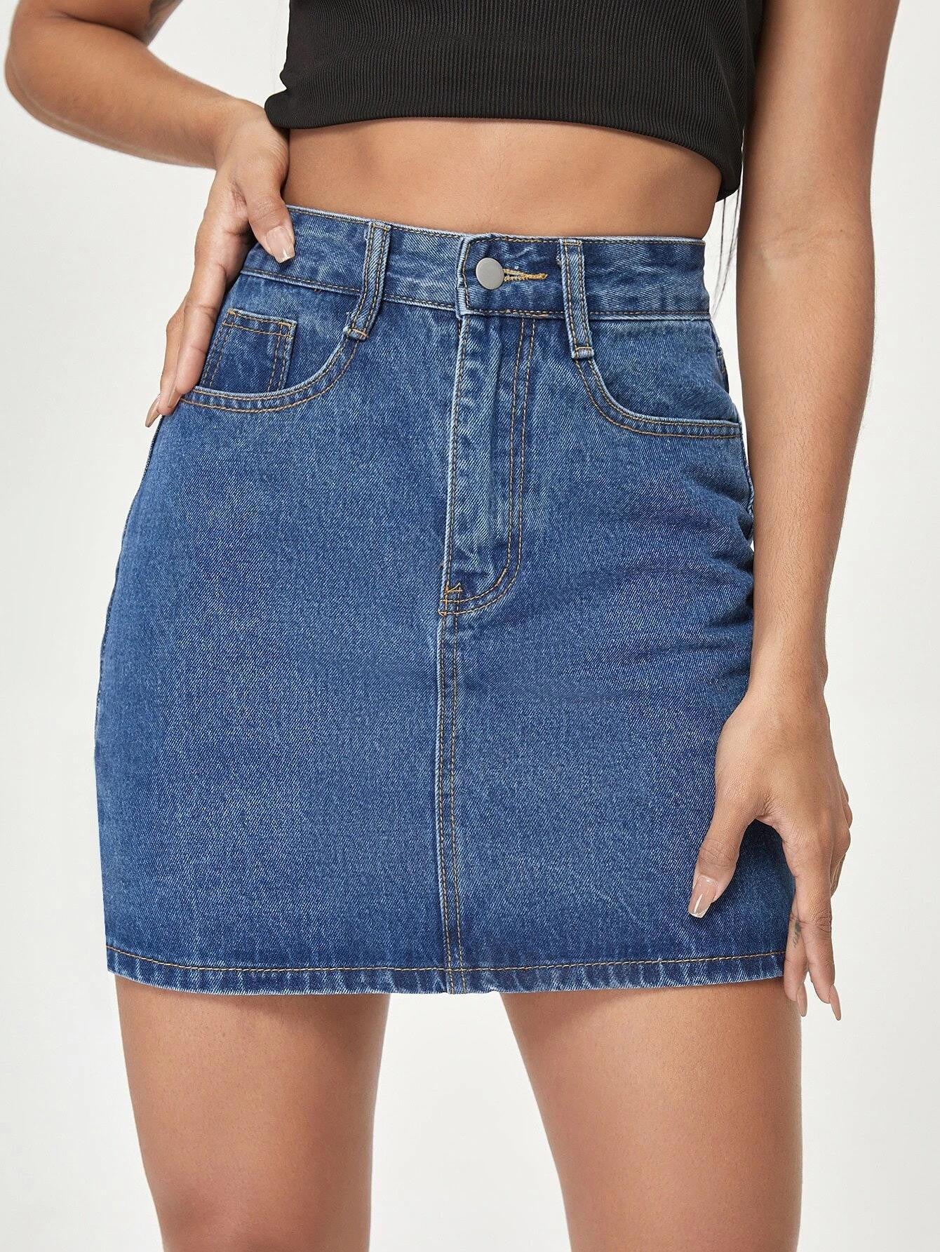 KOTTY Solid Women A-line Blue Skirt 