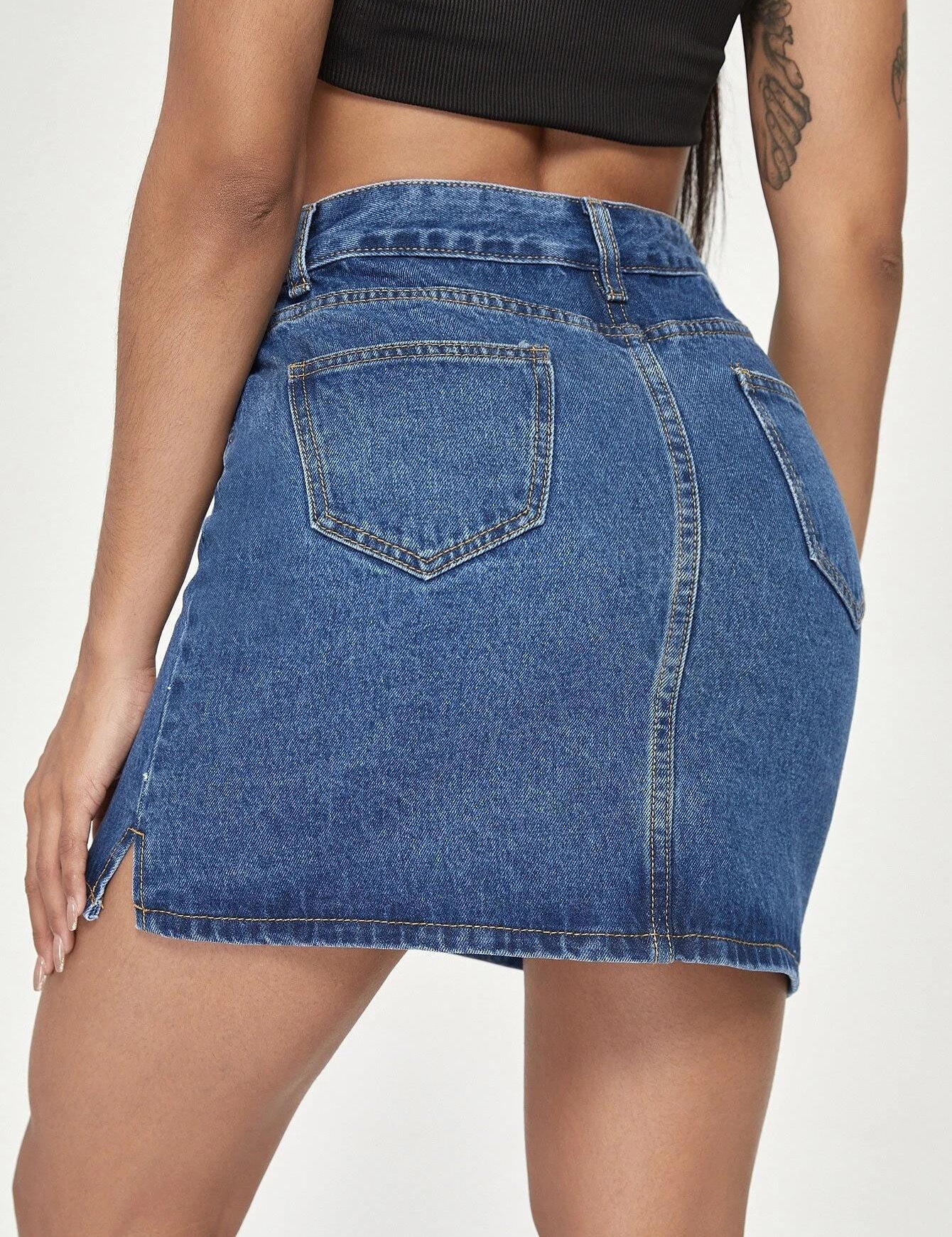 KOTTY Solid Women A-line Blue Skirt 