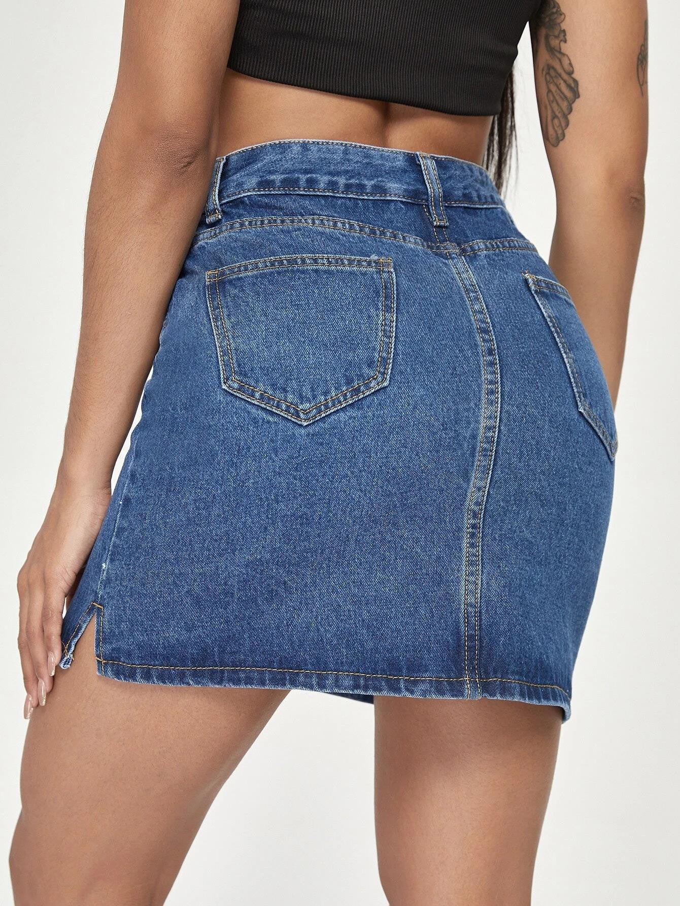 KOTTY Solid Women A-line Blue Skirt 
