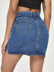 KOTTY Solid Women A-line Blue Skirt 