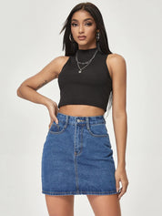 KOTTY Solid Women A-line Blue Skirt 