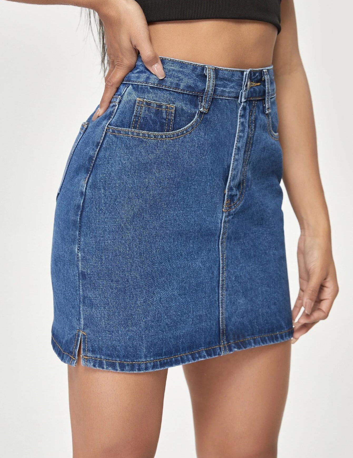 KOTTY Solid Women A-line Blue Skirt 
