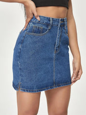 KOTTY Solid Women A-line Blue Skirt 