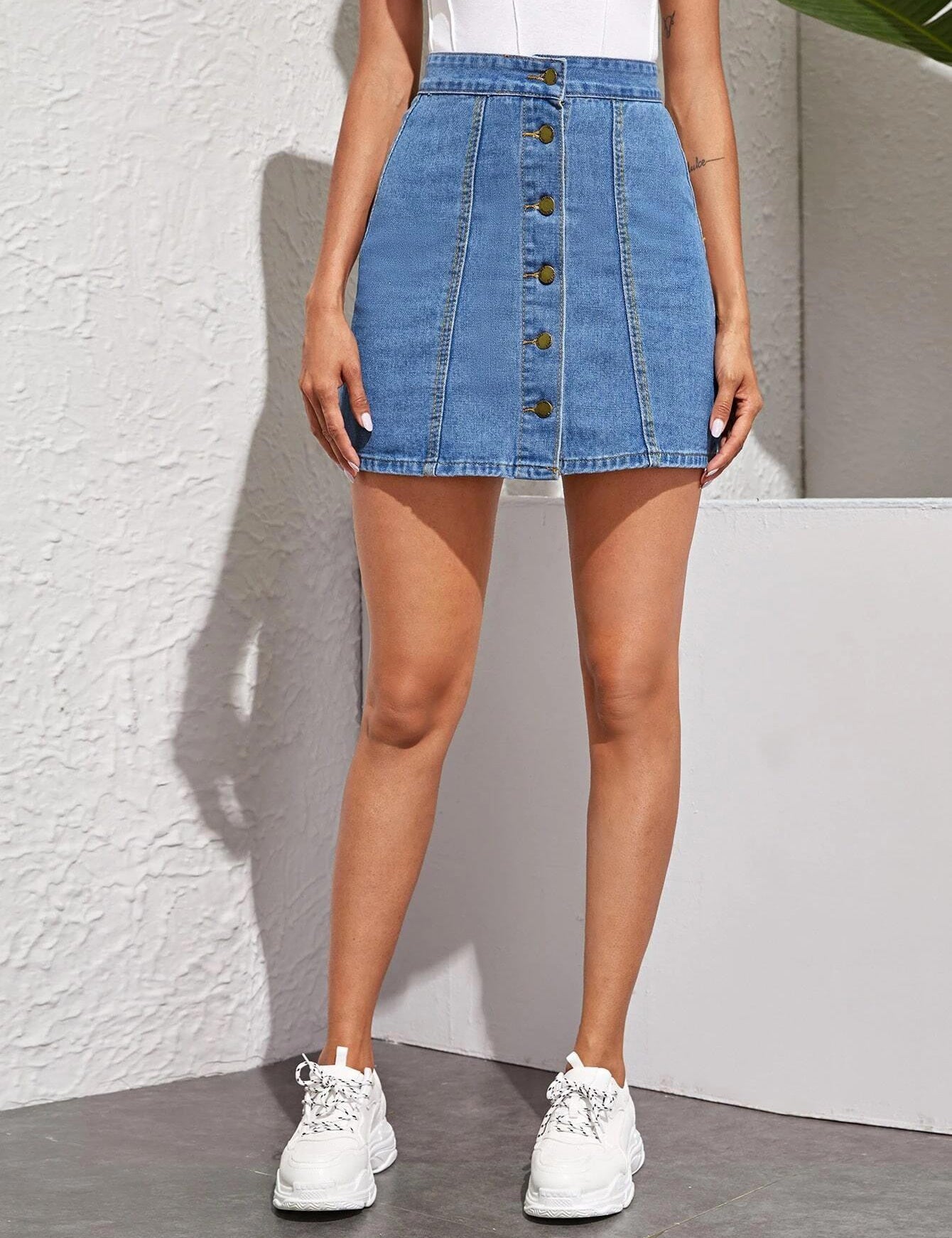 KOTTY Solid Women A-line Blue Skirt 