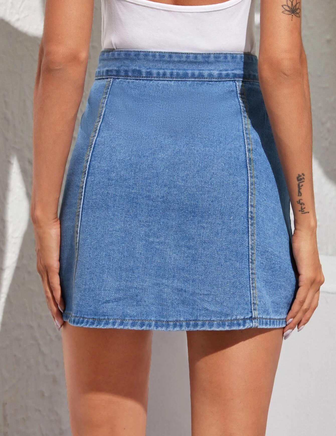 KOTTY Solid Women A-line Blue Skirt 
