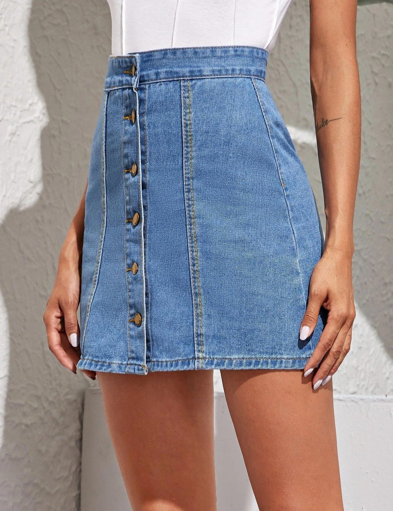 KOTTY Solid Women A-line Blue Skirt 