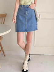 KOTTY Solid Women A-line Light Blue Skirt 