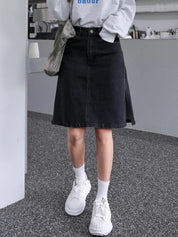 KOTTY Solid Women A-line Black Skirt 