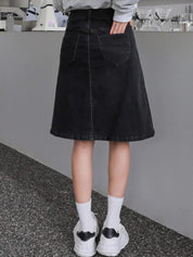 KOTTY Solid Women A-line Black Skirt 