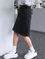 KOTTY Solid Women A-line Black Skirt 