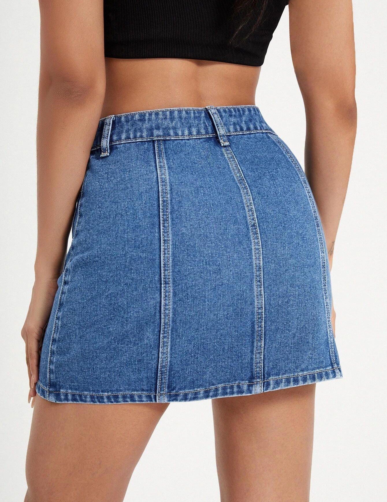 KOTTY Solid Women A-line Blue Skirt 