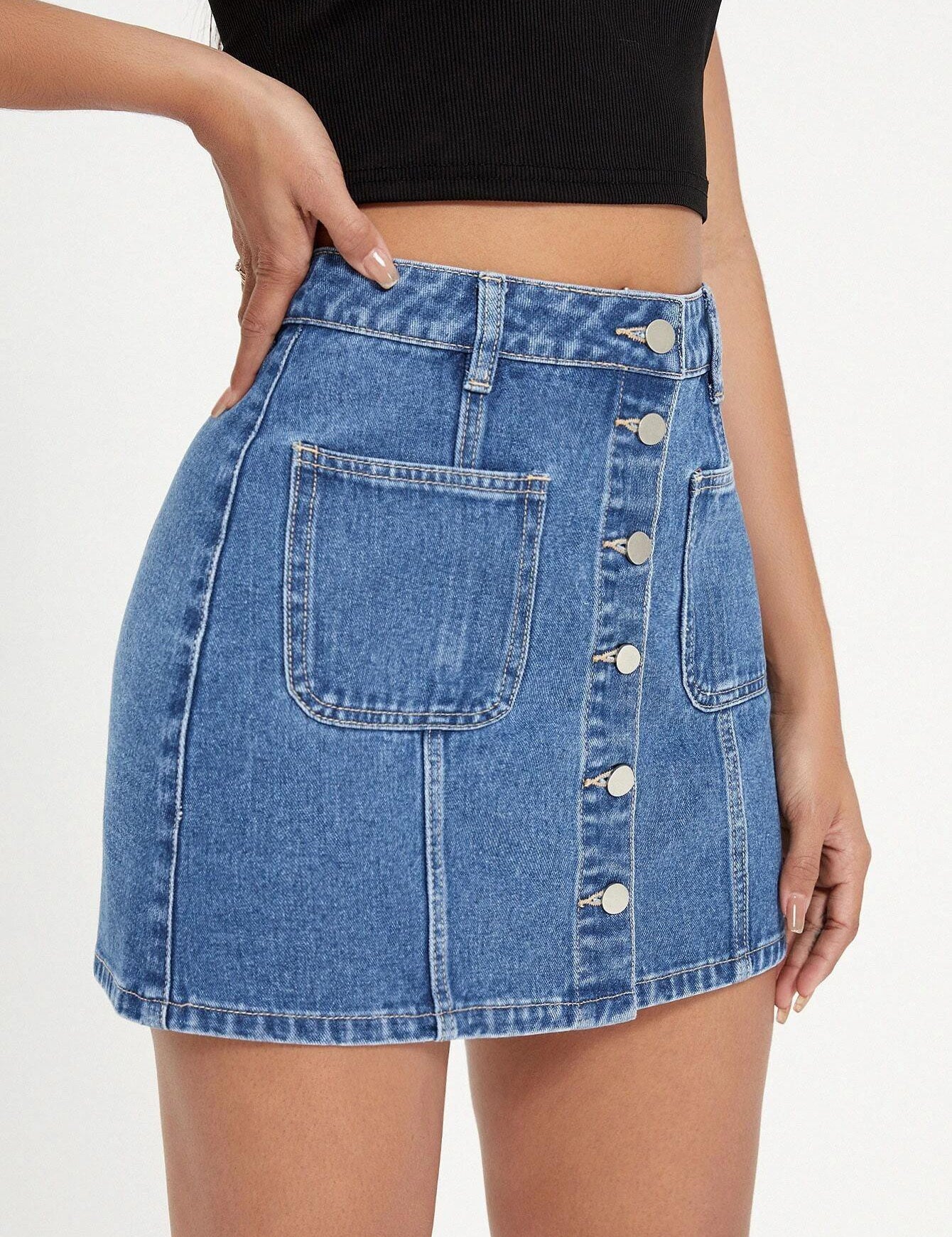 KOTTY Solid Women A-line Blue Skirt 