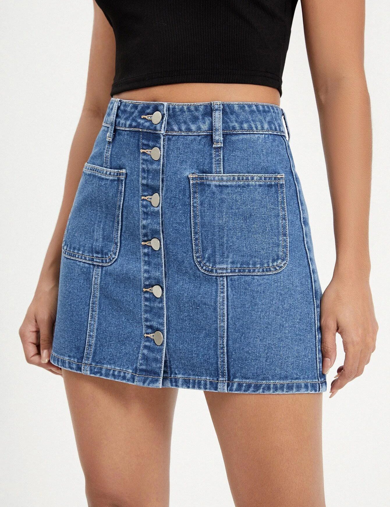 KOTTY Solid Women A-line Blue Skirt 