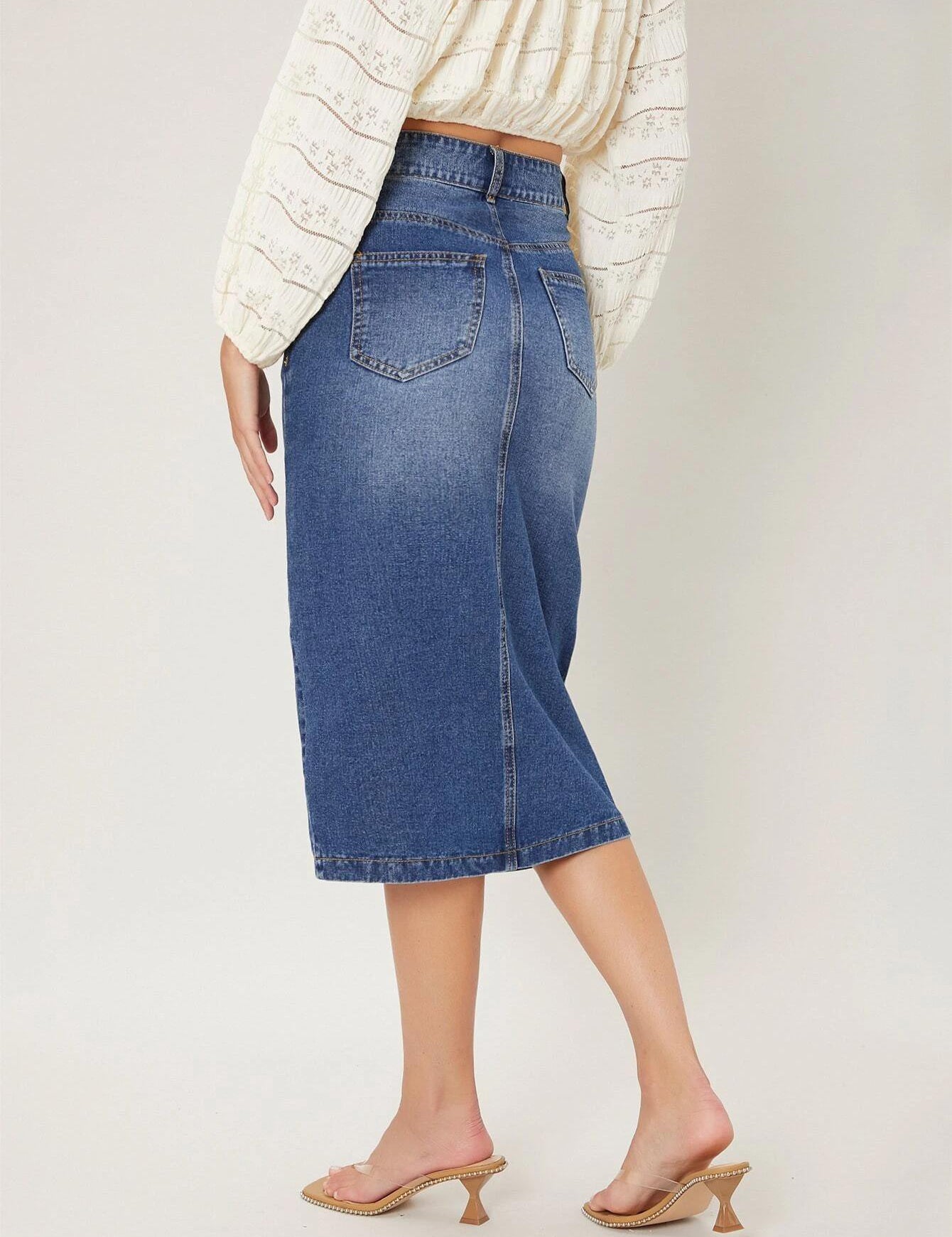 KOTTY Solid Women A-line Blue Skirt 
