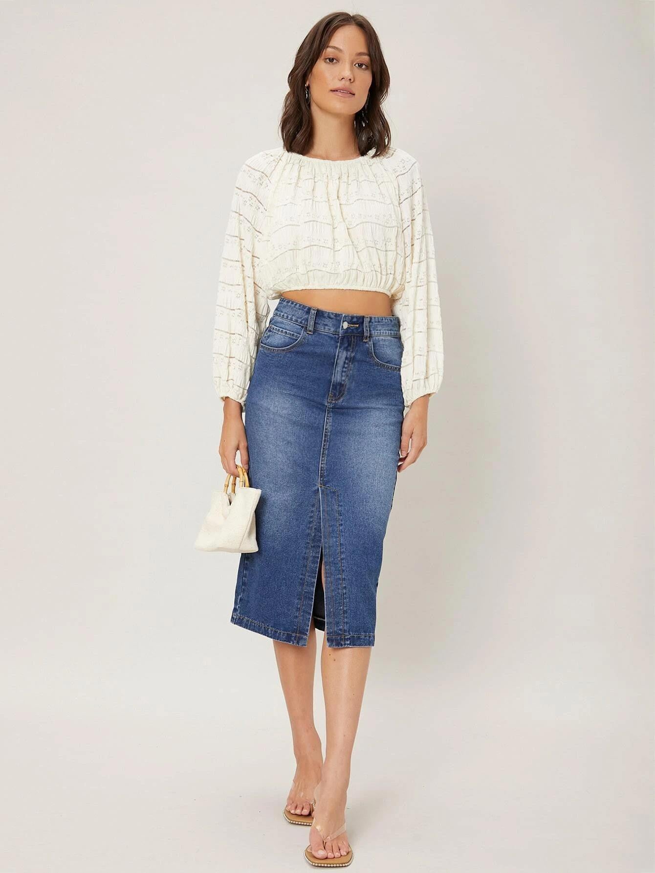 KOTTY Solid Women A-line Blue Skirt 