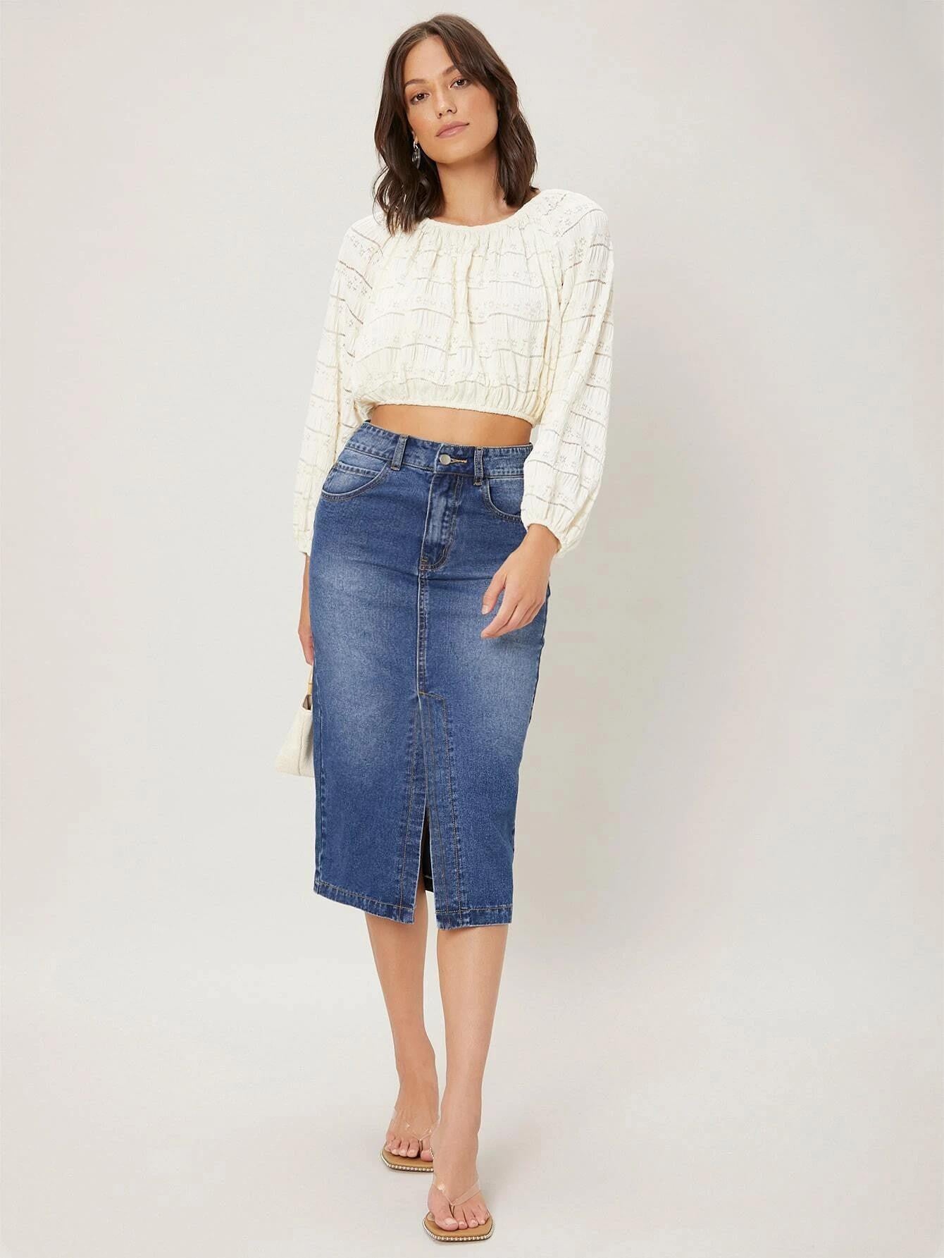 KOTTY Solid Women A-line Blue Skirt 