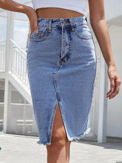 KOTTY Washed Women Pencil Light Blue Skirt 