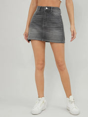 KOTTY Washed Women Pencil Grey Skirt 