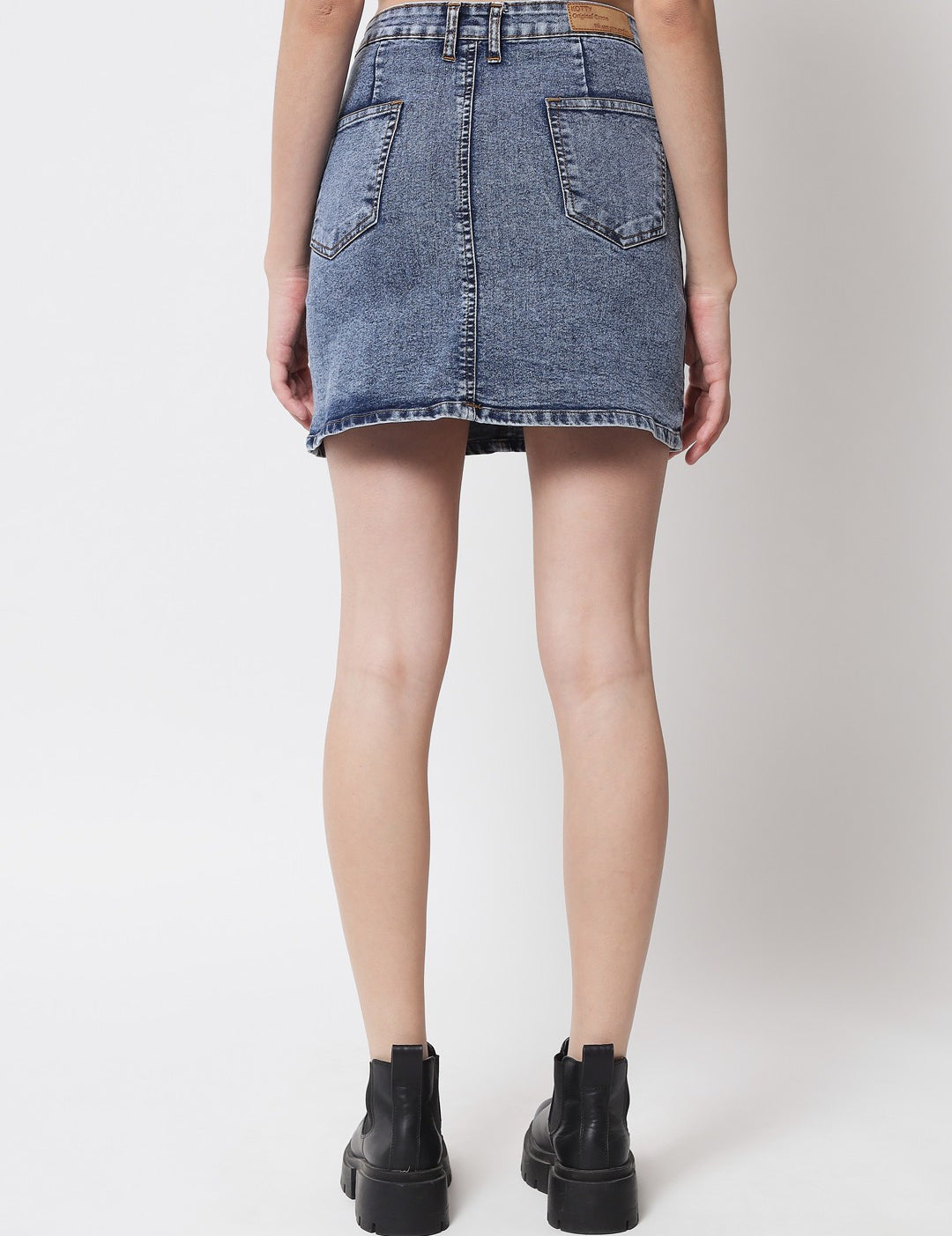 KOTTY Solid Women Straight Blue Skirt 