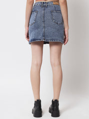 KOTTY Solid Women Straight Blue Skirt 