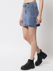 KOTTY Solid Women Straight Blue Skirt 